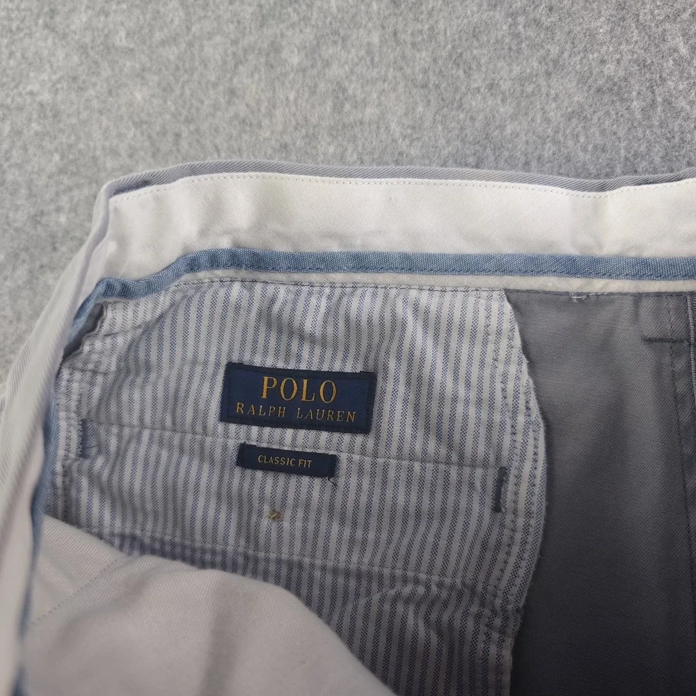 Polo Ralph Lauren Chino Pants Mens 32x30 Gray / Blue Solid Classic Fit Straight